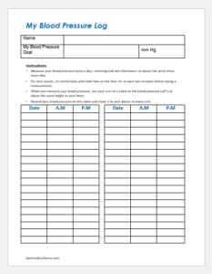 Blood Pressure Recording Charts | Download