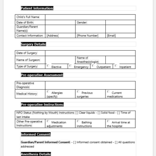 Child Surgery Record Form