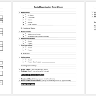 Dental Examination Record Form