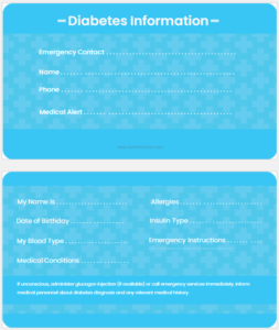 Diabetes Information Card