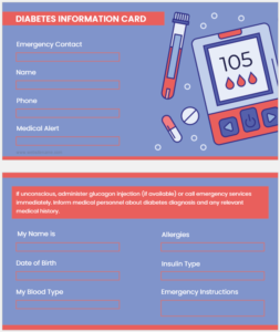 Diabetes Information Card