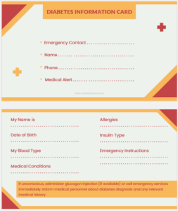 Diabetes Information Card