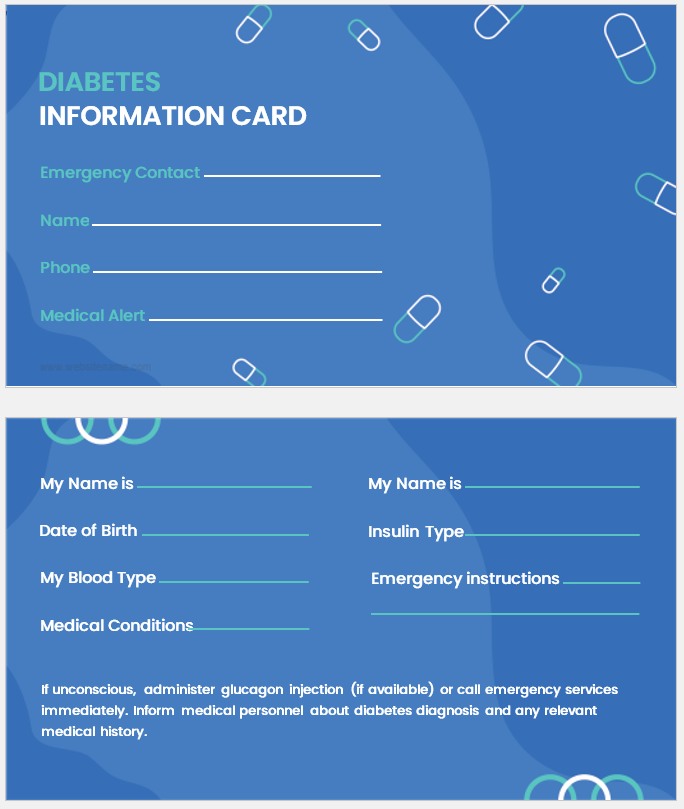 Diabetes Information Card