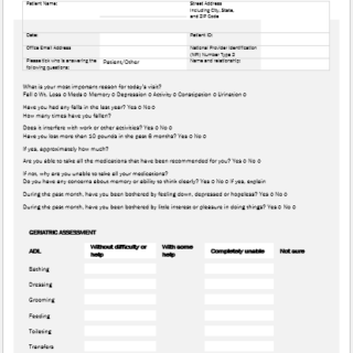 Geriatric Assessment Form