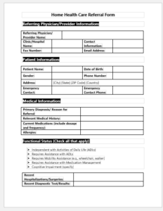 Home Health Care Referral Form