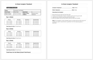 In-Home Caregiver Timesheet