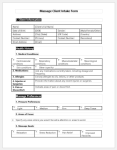 Massage Client Intake Form