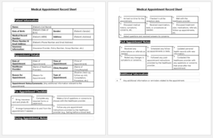 Medical Appointment Record Sheet