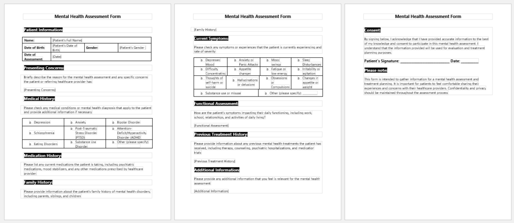 Mental Health Assessment Form