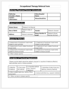 Occupational Therapy Referral Form