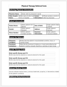 Physical Therapy Referral Form