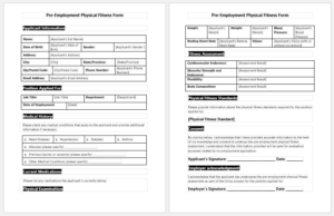 Pre-Employment Physical Fitness Form