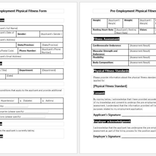 Pre-Employment Physical Fitness Form