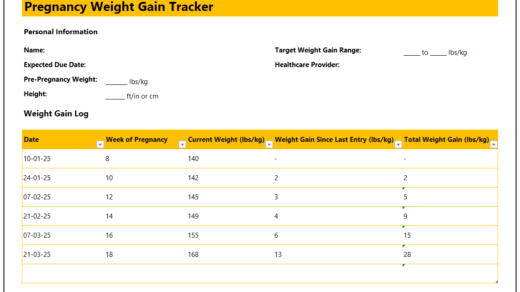 Pregnancy Weight Gain Tracker for Excel