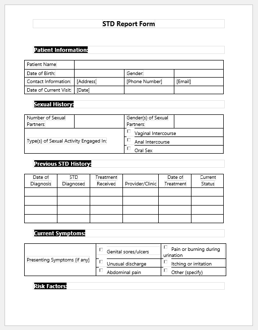 STD Report Form