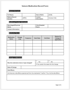 Seizure Medication Record Form