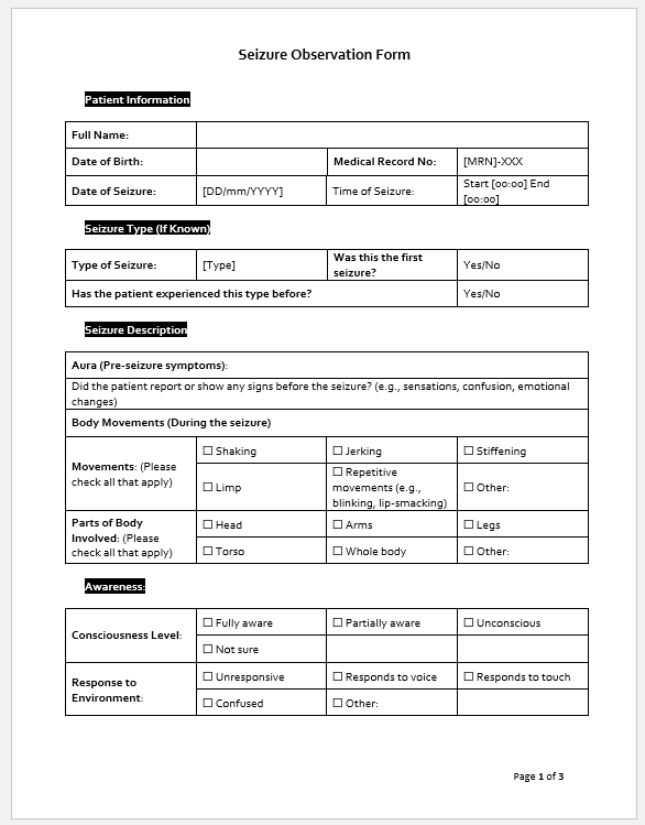 Seizure Observation Form