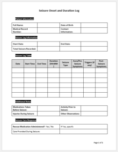 Seizure Onset and Duration Log