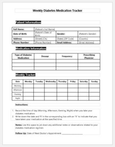 Weekly Diabetes Medication Tracker