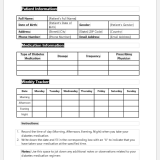 Weekly Diabetes Medication Tracker