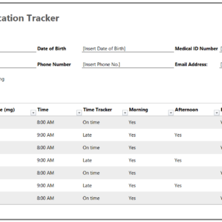 Weekly Diabetes Medication Tracker Template