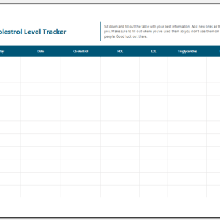 Cholesterol level tracker template