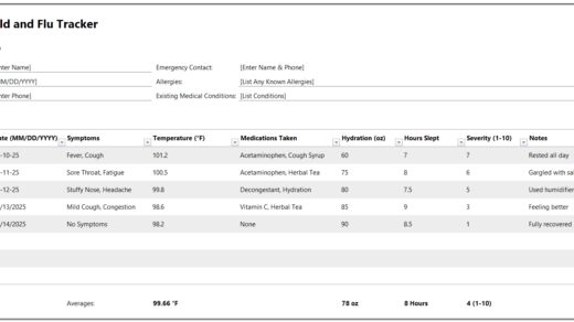 Common Cold and Flu Tracker for Excel
