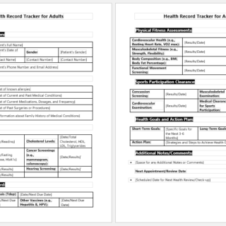 Health Record Tracker for Adults