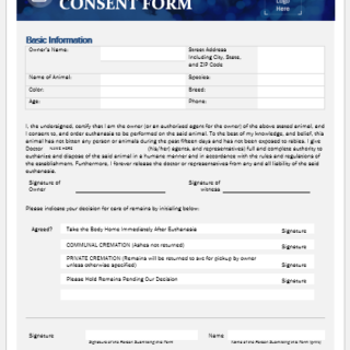 Pet EUTHANASIA CONSENT FORM