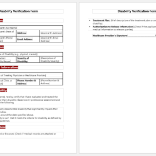 Disability Verification Form