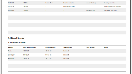 Dog-Cat Health Log Template