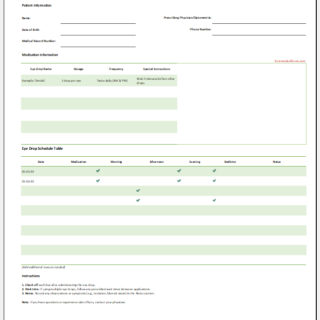 Eye Drop Schedule Sheet Template