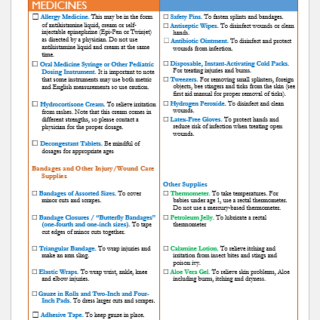 Household Child First Aid Kit Checklist Template