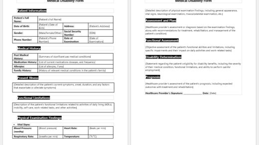 Medical Disability Form