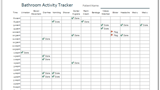 Bathroom activity tracker template