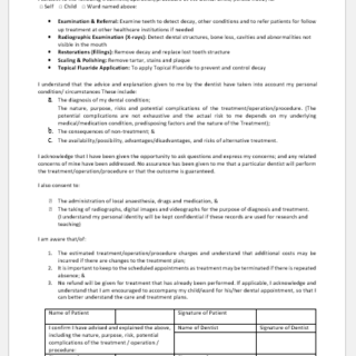 Dentist consent form