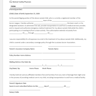 Health consent form template