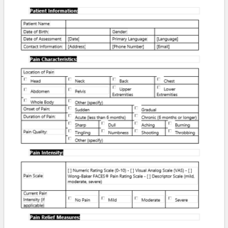 Pain Assessment Form