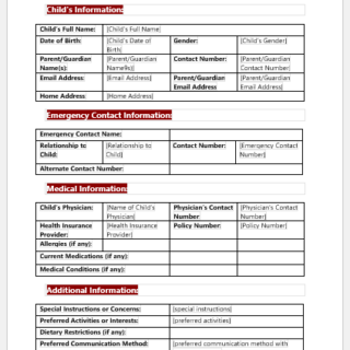 Child Intake Form