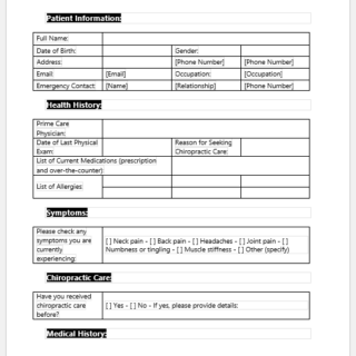 Chiropractic Intake Form