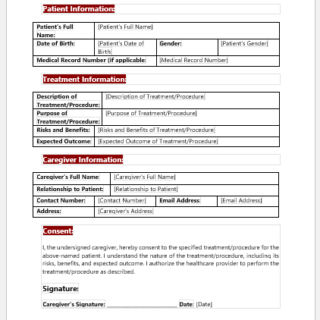 Patient Caregiver Consent Form for Treatment