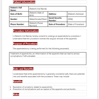 Appendectomy Consent Form