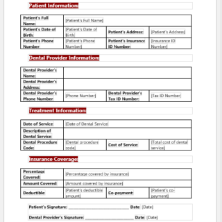 Dental Insurance Claim Form