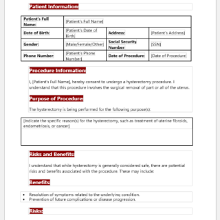 Hysterectomy Consent Form