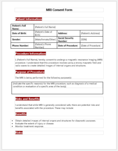 MRI Consent Form