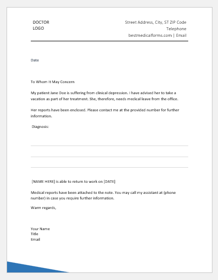 Excuse Letter For Work From Doctor For Your Needs Letter Template