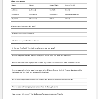 SPA Intake Form Template