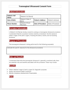 Transvaginal Ultrasound Consent Form