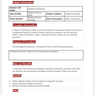 Transvaginal Ultrasound Consent Form