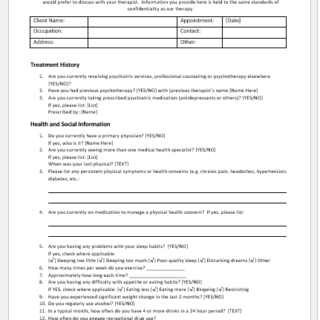 Therapy Intake Form Template